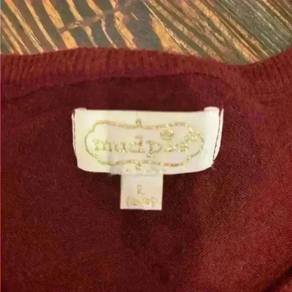 Mudpie Sweater Women's Sz L Crew Side Vents Hem Neck Knitted Pullover Maroon Red - Picture 4 of 6